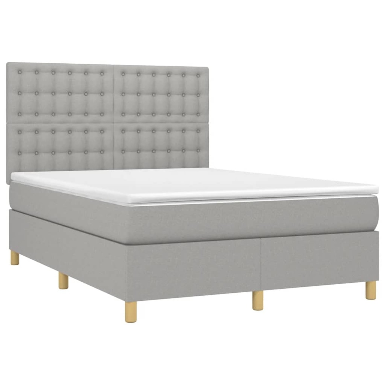 vidaXL Boxspringbett mit Matratze & LED Hellgrau 140x190 cm Stoff 3135749 günstig online kaufen