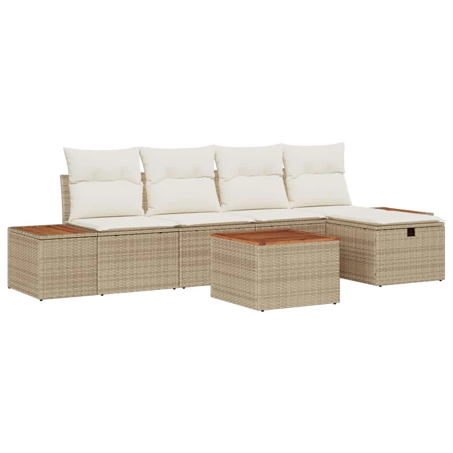 vidaXL Garten-Sofa-Set mit Kissen 6-Tlg Beige Poly Rattan 3359628 günstig online kaufen