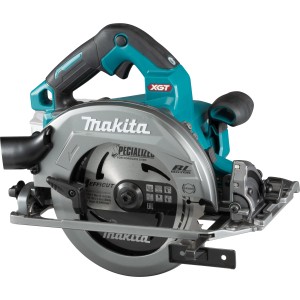 Makita Akku-Handkreissäge HS004GZ01 (40 V) in Silber und Türkis. Handliche Bauweise.
