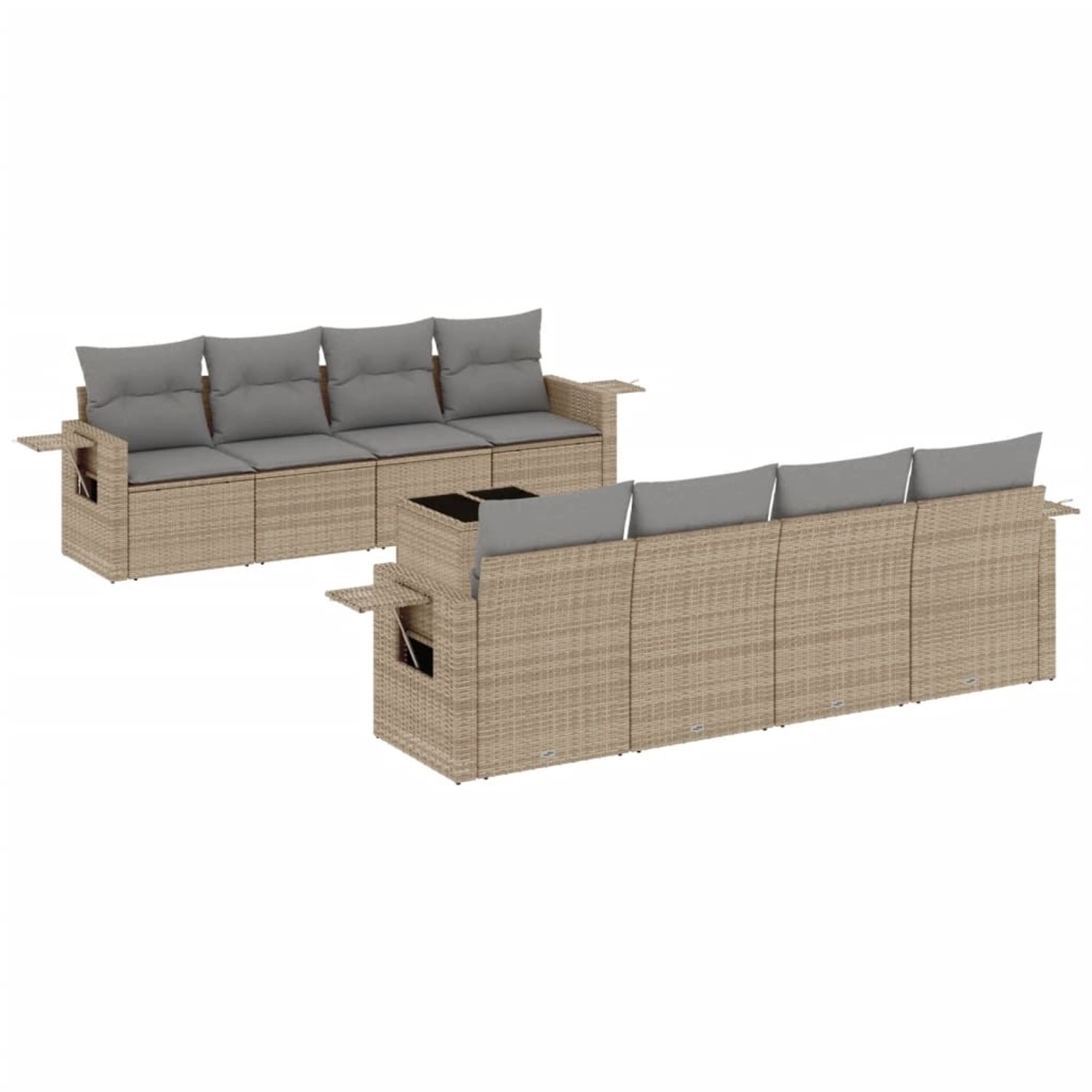 vidaXL 9-Tlg Garten-Sofagarnitur mit Kissen Beige Poly Rattan 3219948 günstig online kaufen