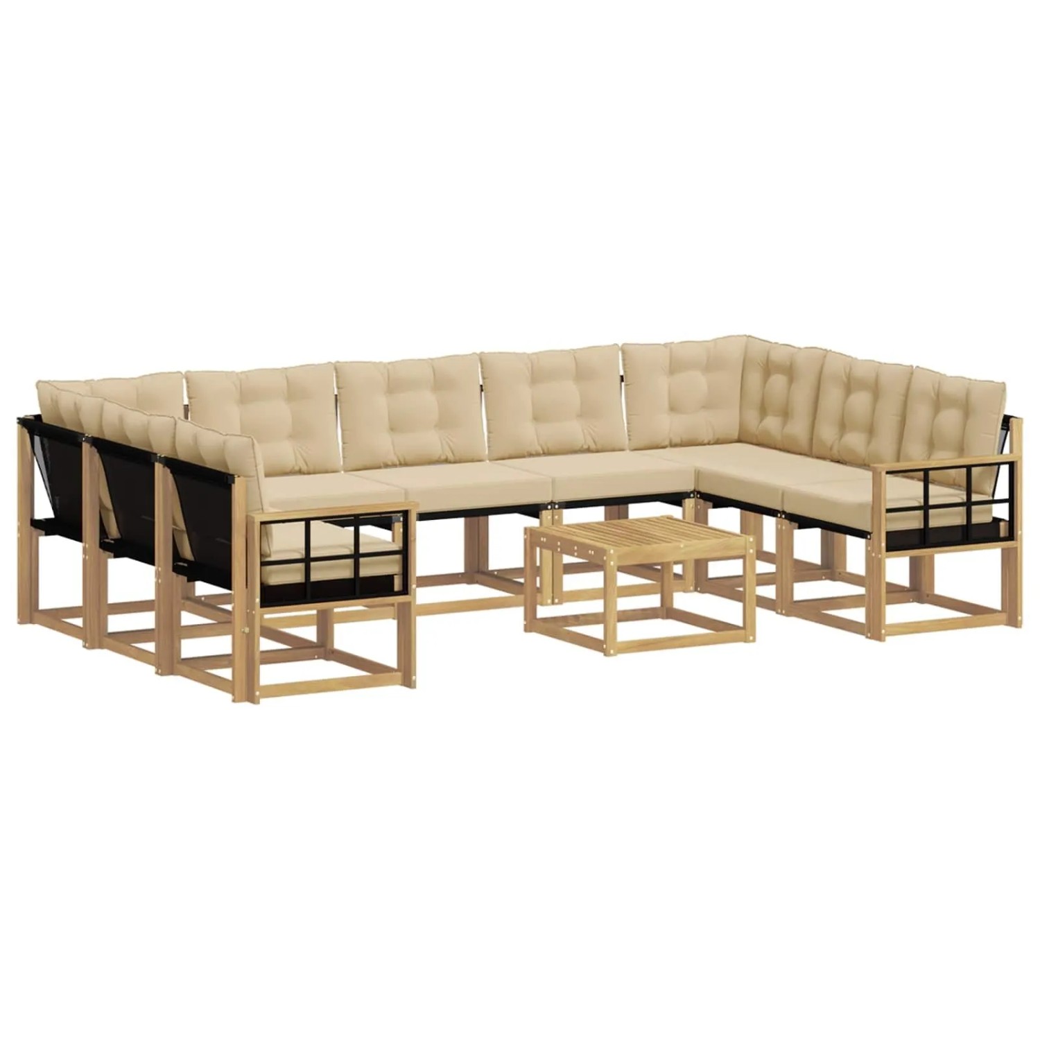 vidaXL Outdoor-Sofagarnitur mit Kissen 10 Stk Weiß und Beige 3389891