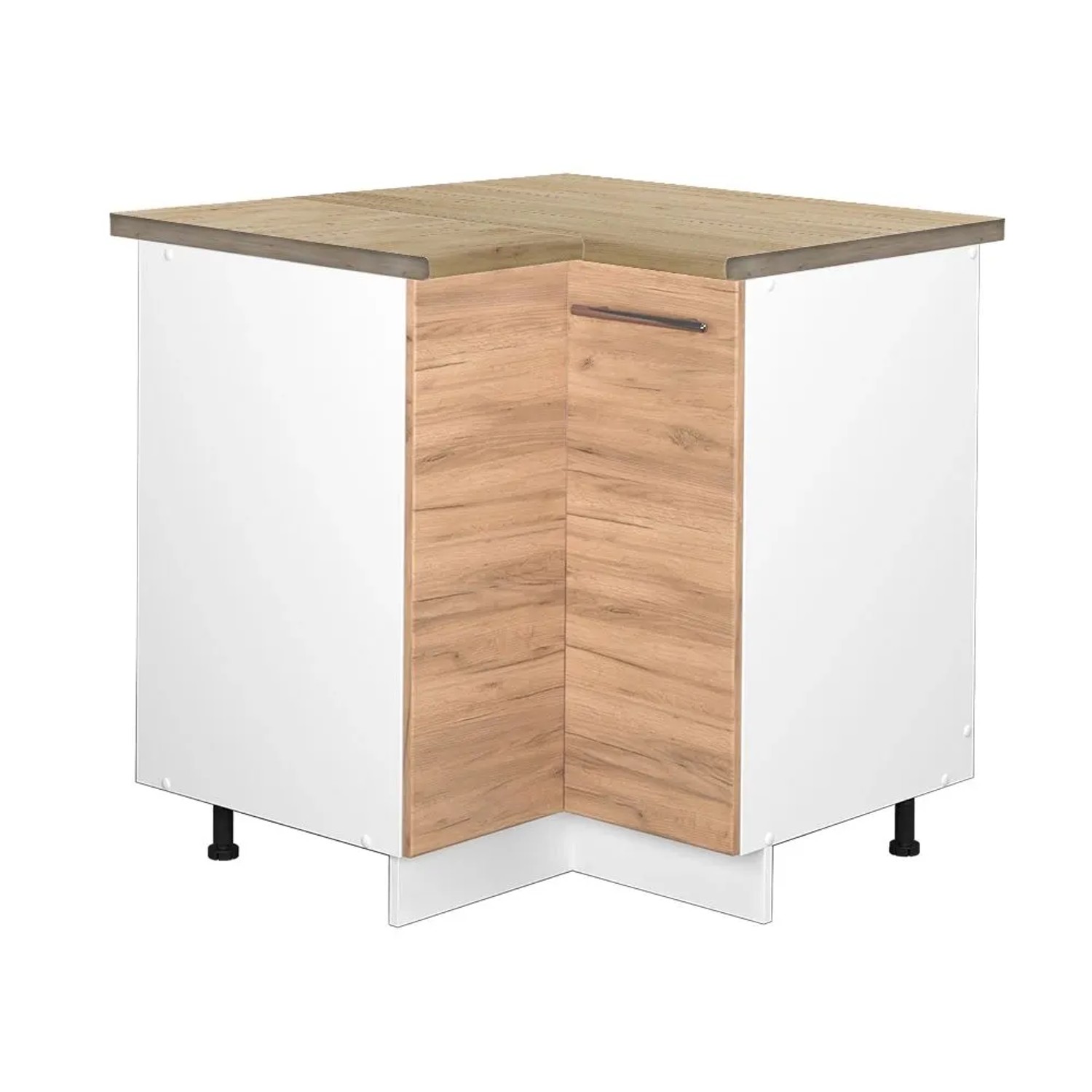 Vicco Eckunterschrank Fame-Line Goldkraft Eiche Weiß 81 cm AP Eiche