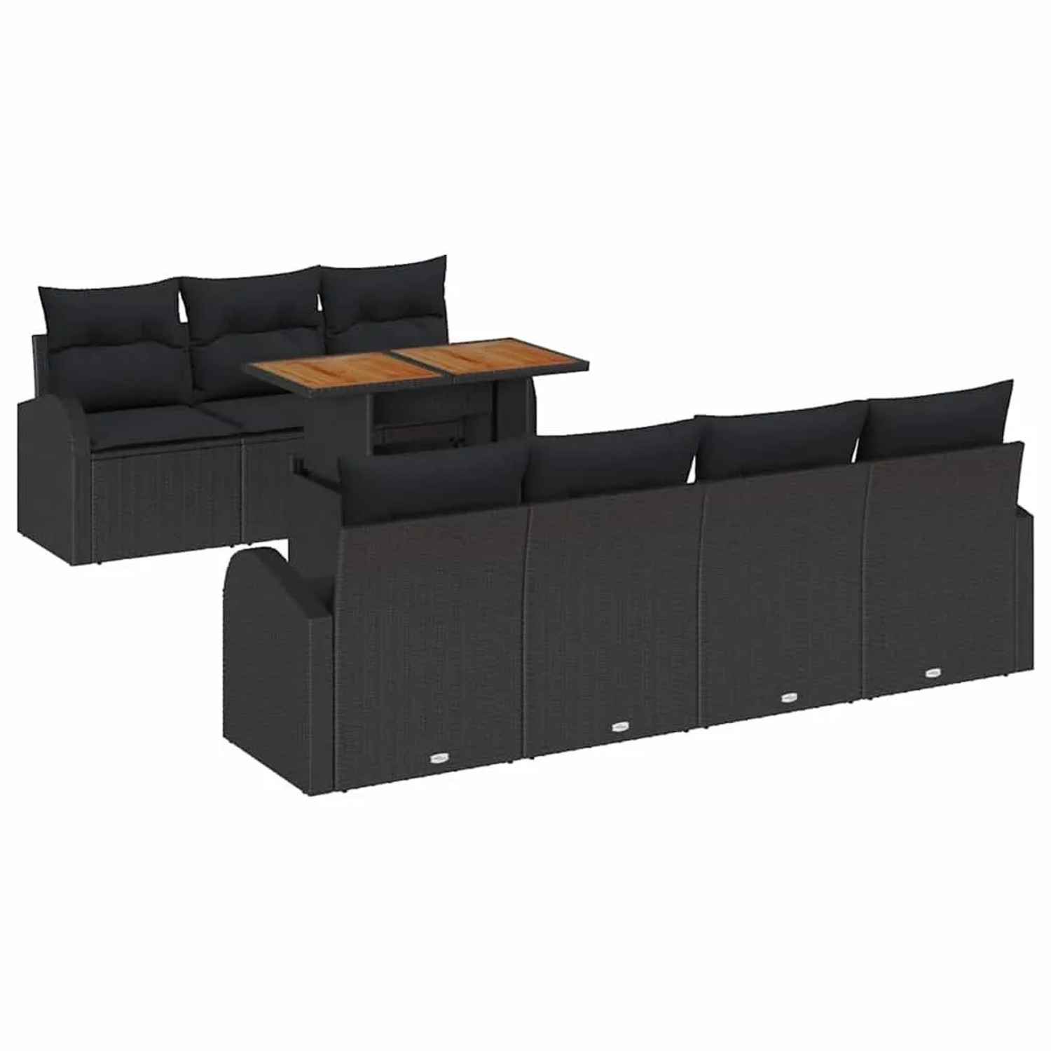vidaXL Garten-Sofa-Set mit Kissen 8-Tlg Schwarz 3349547