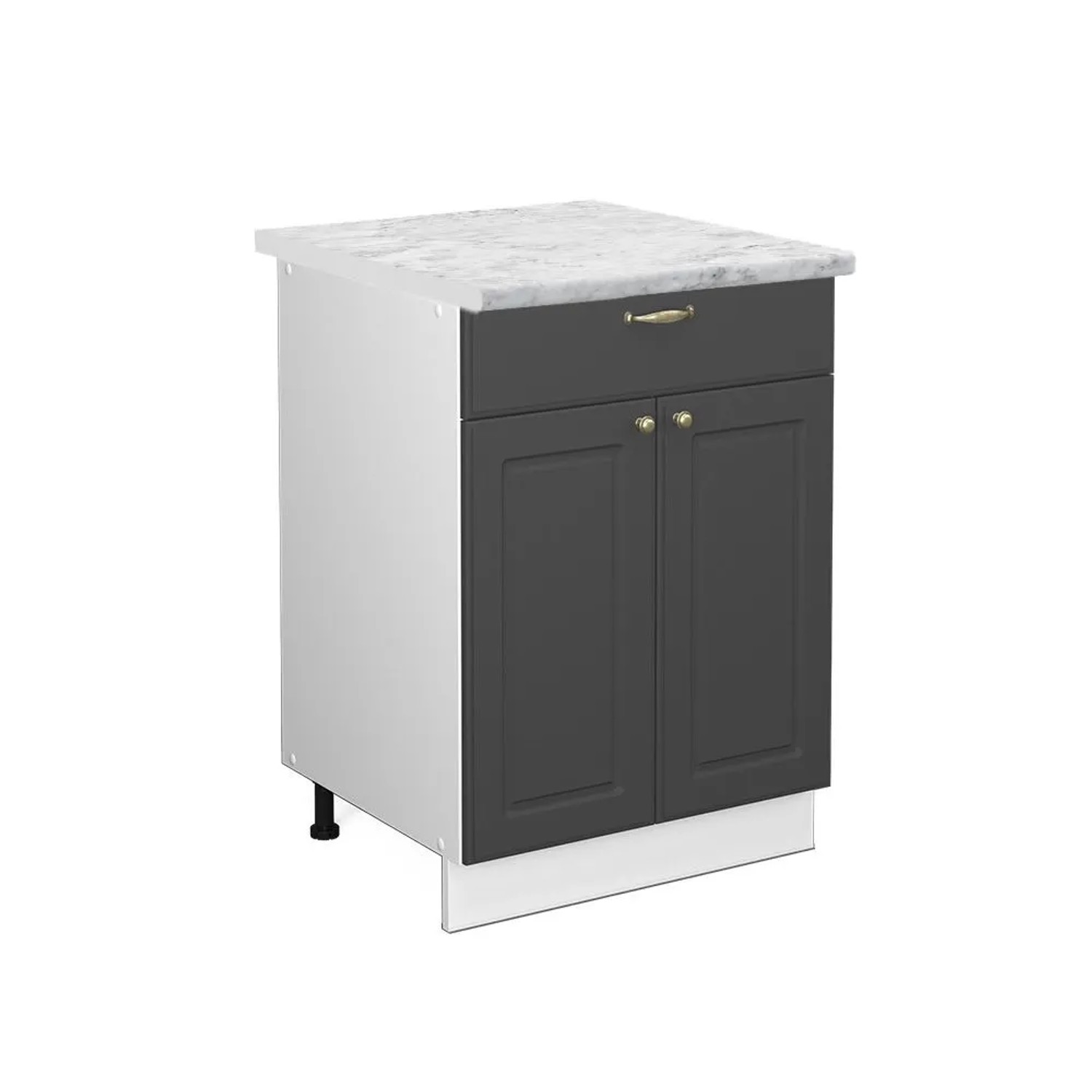 Vicco Küchenunterschrank Fame-Line Anthrazit-Gold Weiß 60 cm mit Schublade AP Marmor