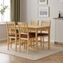 MCW Esszimmer-Set aus massivem Kiefernholz im Landhausstil. 110cm Tisch und 4 Stühle mit terrakottafarbenen Polstern.