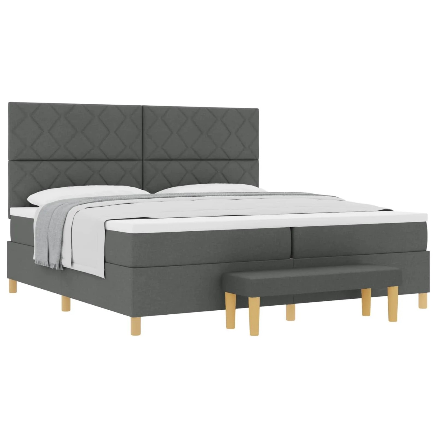 vidaXL Boxspringbett mit Matratze Dunkelgrau 200 x 200 cm Stoff 3344402