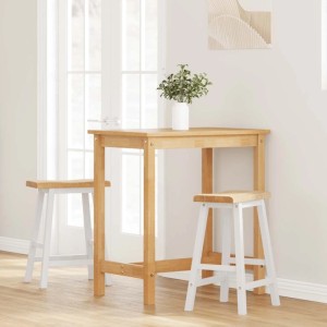 vidaXL Barhocker 2 Stk Weiß Massivholz Gummibaum 4102545