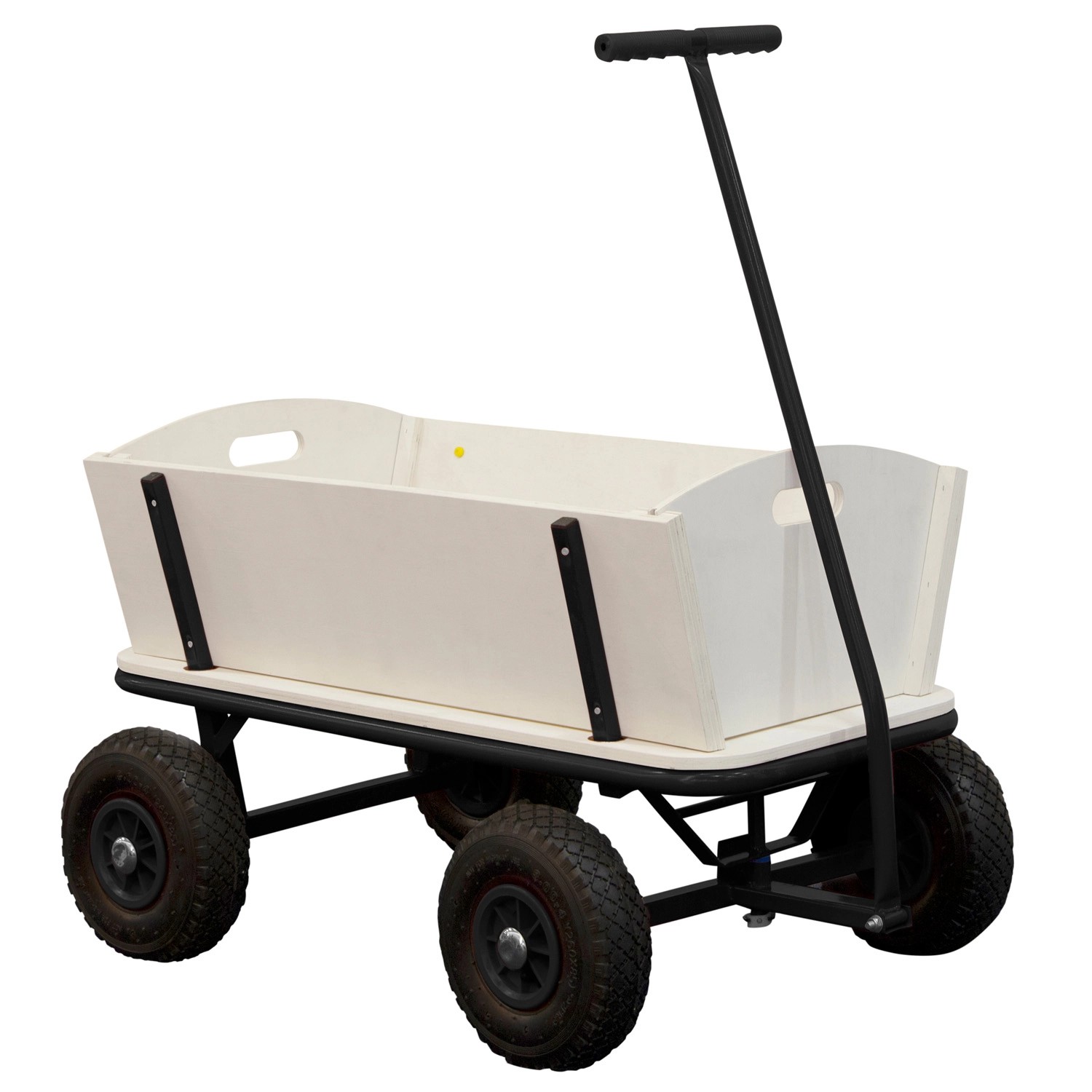 Sunny Bollerwagen Billy Beach Wagon, schwarz, mit Holzkorpus und Luftreifen.