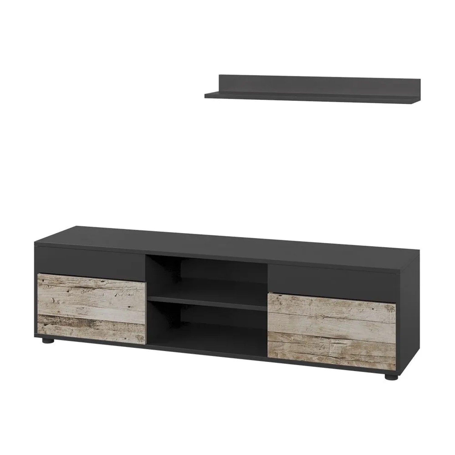 Vicco Wohnwand Berno Schwarz Sandeiche 140 x 39 2 Teile Art Nr 57822