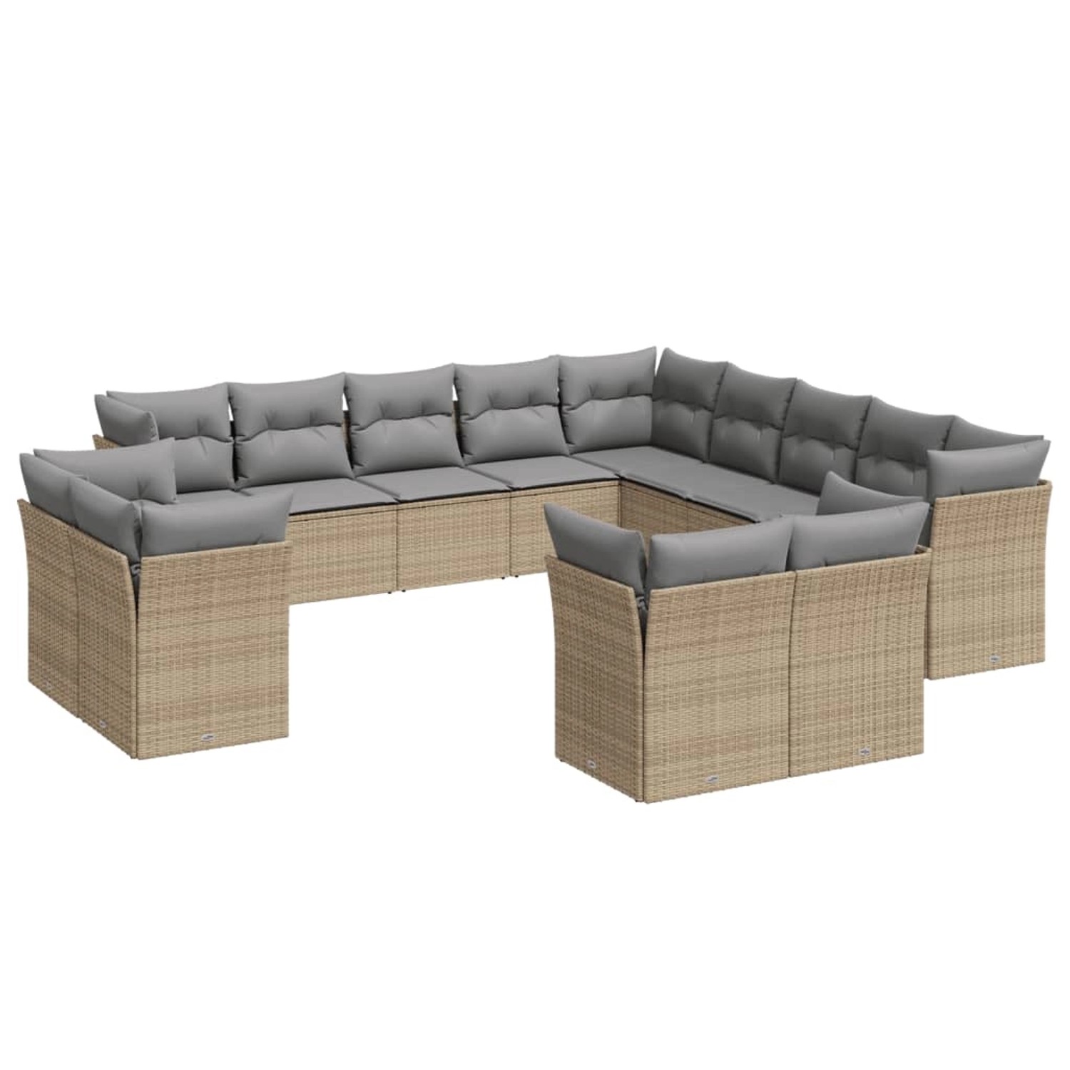 vidaXL 13-tlg Garten-Sofagarnitur mit Kissen Beige Poly Rattan Modell 2 günstig online kaufen