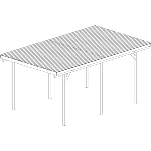 Skizze eines Flachdach-Einzelcarports aus Holz, 300x495 cm, mit PVC-Dach.