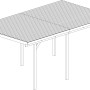 Skizze eines Flachdach-Einzelcarports aus Holz, 300x495 cm, mit PVC-Dach.