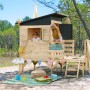 Soulet Kinderspielhaus Oakland aus Holz mit Stelzen, Terrasse und Pultdach. Ideal zum Spielen im Garten.