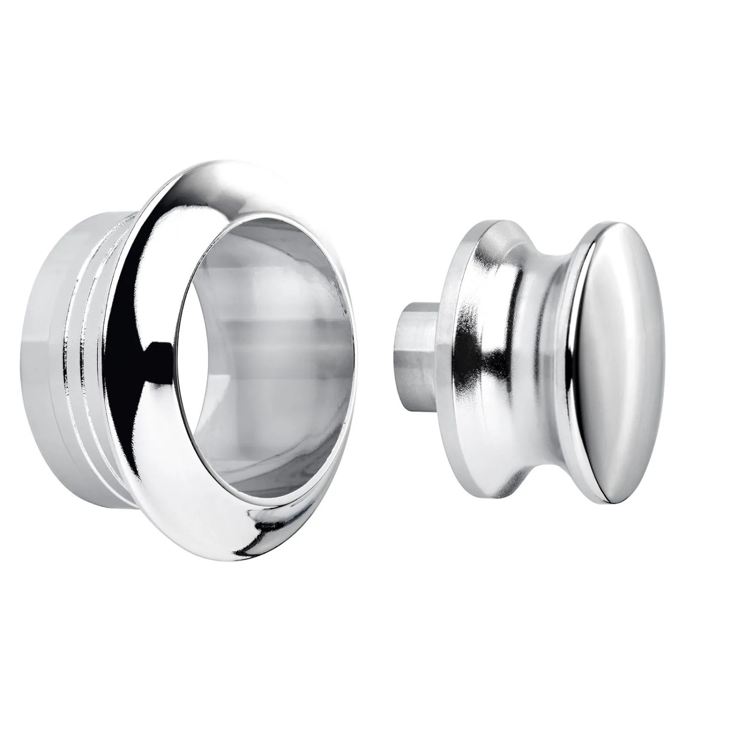 SOTECH Push Lock Midi Druckknopf Ø23 mm Chrom Poliert inkl. Rosette für 16 mm Türstärke Passend für Mini Schloss