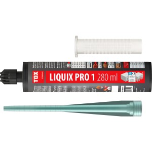 Tox Verbundmörtel Liquix Pro 1, 280 ml Kartusche mit Statikmischer und Siebhülse.
