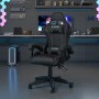 Schwarzer Rattantree Gaming Stuhl mit hoher Rückenlehne, Kopf- und Lendenstütze.