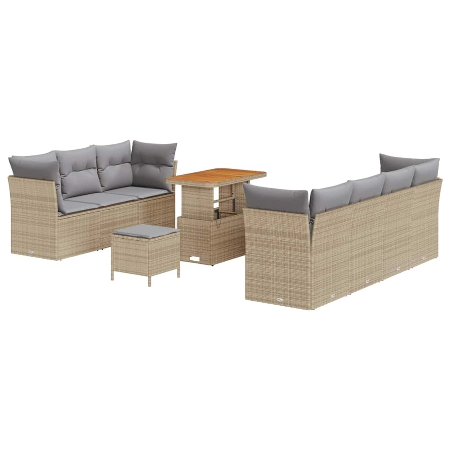 vidaXL 10-Teiliges Garten Sofa Set mit Kissen Beige Poly Rattan Akazie 3361 günstig online kaufen