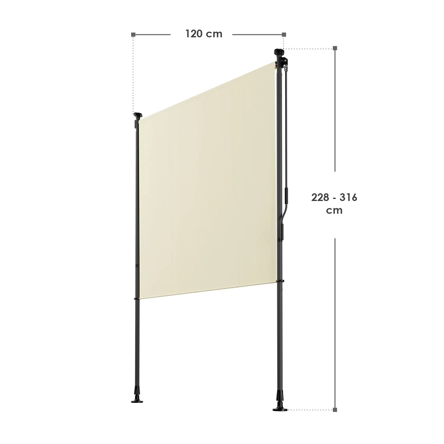 Beige Juskys Senkrechtmarkise Barbados, 120x310 cm, für Balkon & Terrasse. Sonnenschutz & Sichtschutz.