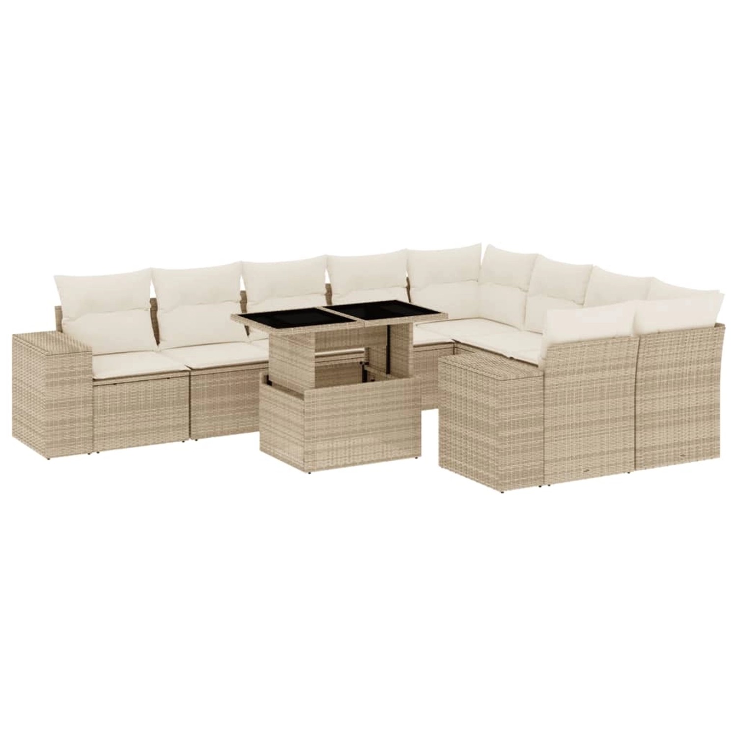 vidaXL 10-Tlg Garten-Sofagarnitur mit Kissen Beige Poly Rattan 3269388 günstig online kaufen