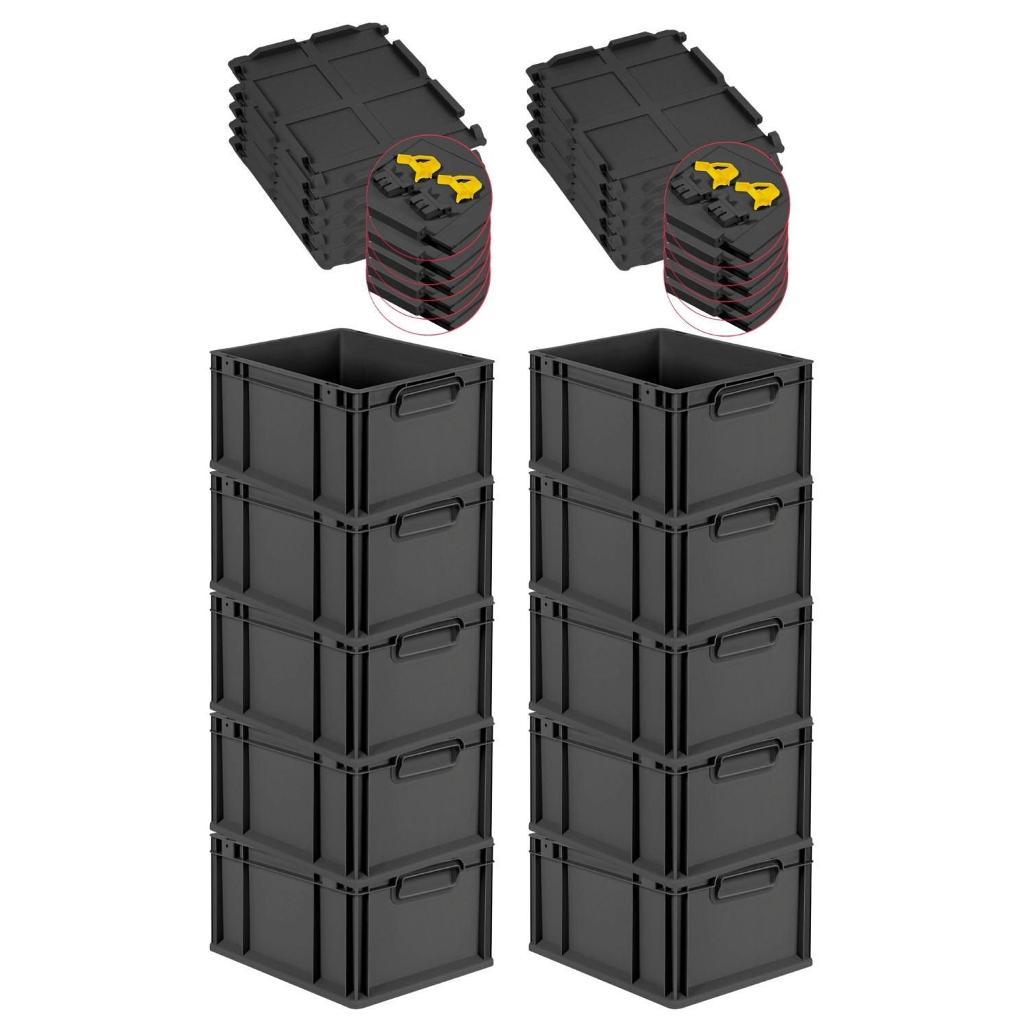 PROREGAL SuperSparSet 10x Eurobox Nextgen Grip Mit Scharnierdeckel Und Gelb günstig online kaufen