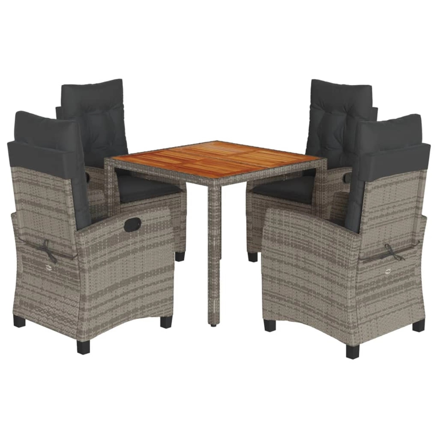vidaXL 5-Tlg Garten-Essgruppe mit Kissen Grau Poly Rattan 3212672 günstig online kaufen