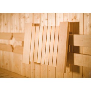 Weka verschiebbare Rückenlehne aus Holz für Sauna Komfortpakete.