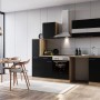 Respekta Küchenblock Merle 250 cm in Eiche Schwarz mit Waschmaschinen-Nische.