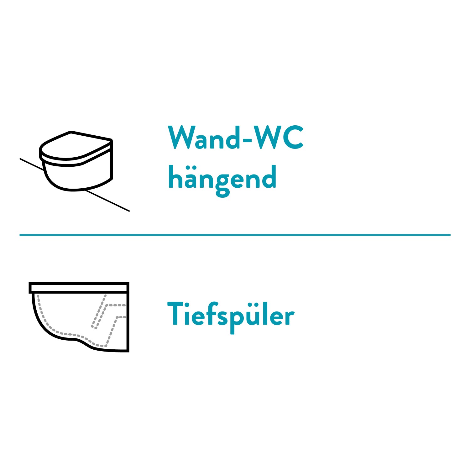 Skizze: Wand-WC Kingston als Tiefspüler, spülrandlos.