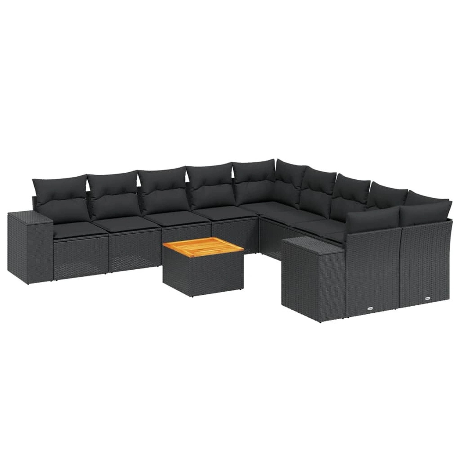 vidaXL 11-Tlg Garten-Sofagarnitur mit Kissen Schwarz Poly Rattan 3257966 günstig online kaufen