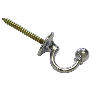 Gardinia Zierhaken Barock Chrom, 3 cm, aus Metall mit Schraube zur Wandmontage.