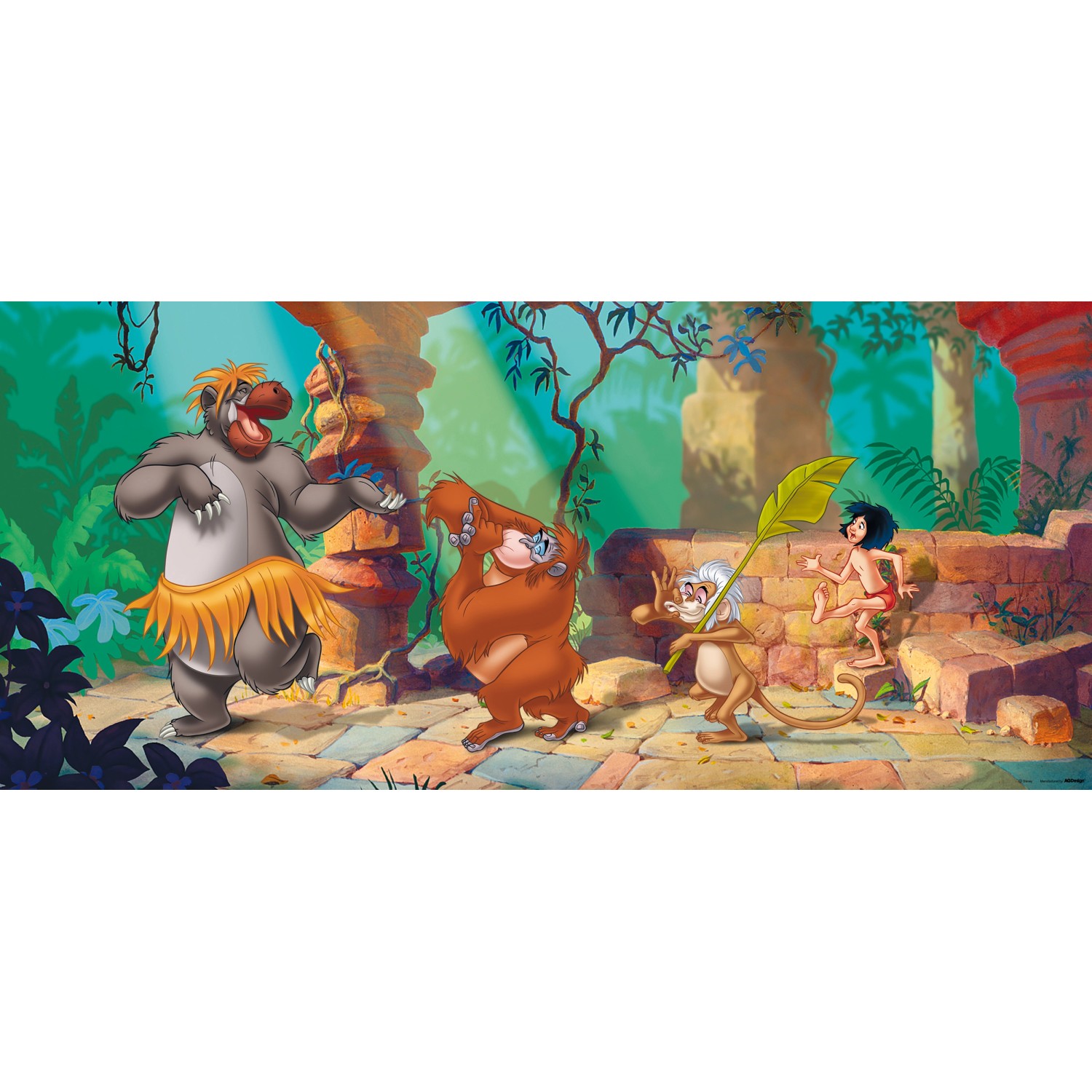 Disney Poster The Jungle Book Grün Beige und Blau 202 x 90 cm 600883 günstig online kaufen