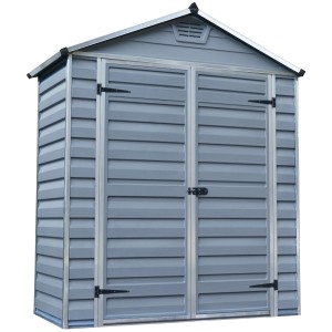 Graues Palram Canopia Kunststoff-Gartenhaus Skylight 1.9 x 0.9 mit Doppeltür.