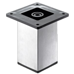 Hettich Möbelfuß, 50x50x100 mm, Edelstahl-Optik, quadratisch.