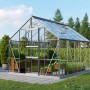 Vitavia Gewächshaus Meridian 1 8300 mit ESG Glas und Alu Rahmen im Garten.