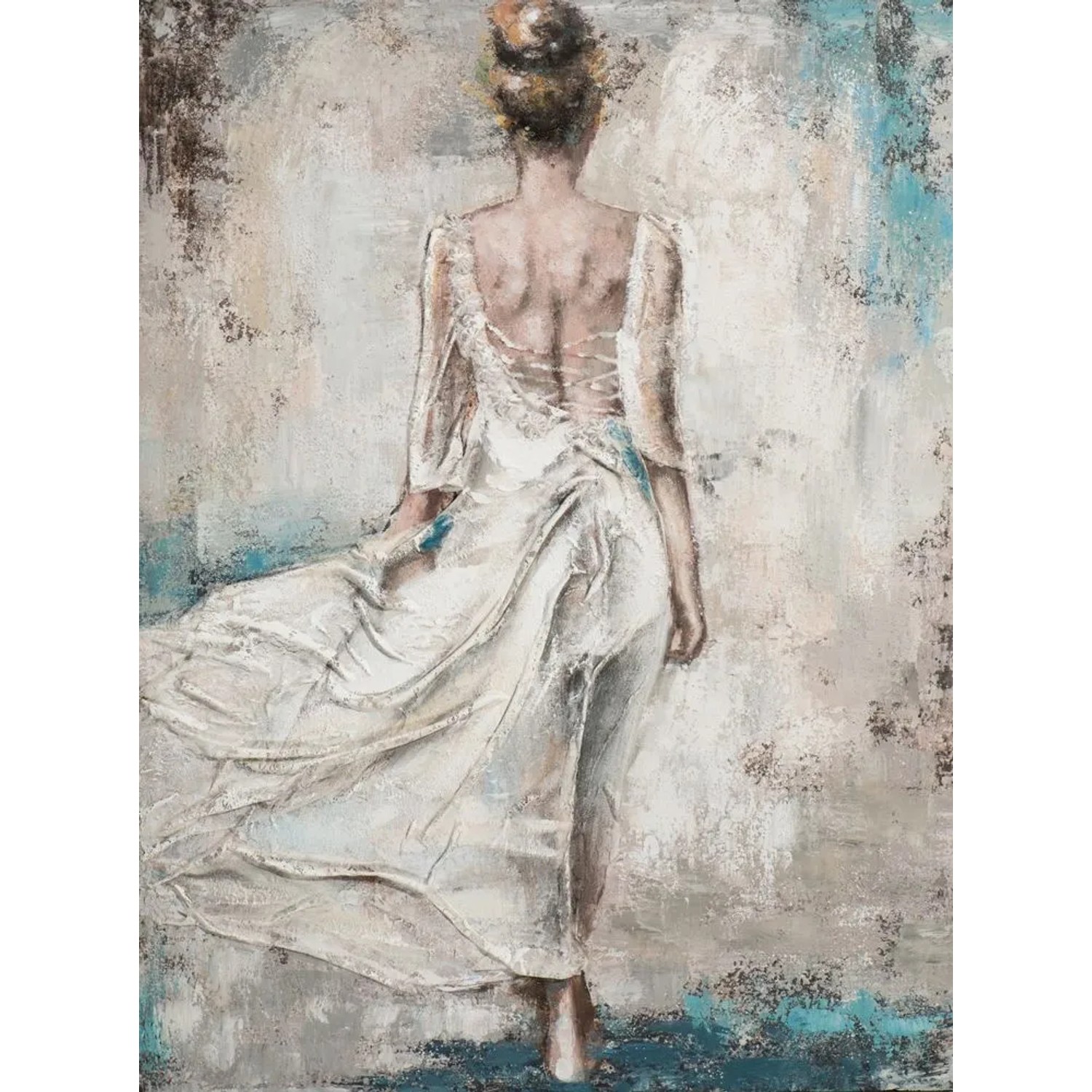 Art Universe Leinwandbild Rückenansicht Frau im Weißen Kleid 90 x 120 cm