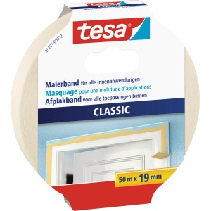 Tesa Malerband Classic, beige, 50m x 19mm, für saubere Farbkanten beim Malen.
