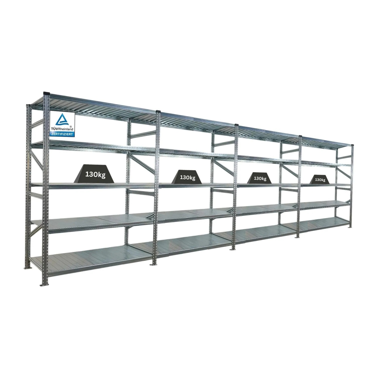 PROREGAL Fachbodenregal Stecksystem Proximo Grundregal HxBxT 200 x 150 x 60 cm 10 Ebenen Fachlast 180 kg Beidseitig Verzinkt