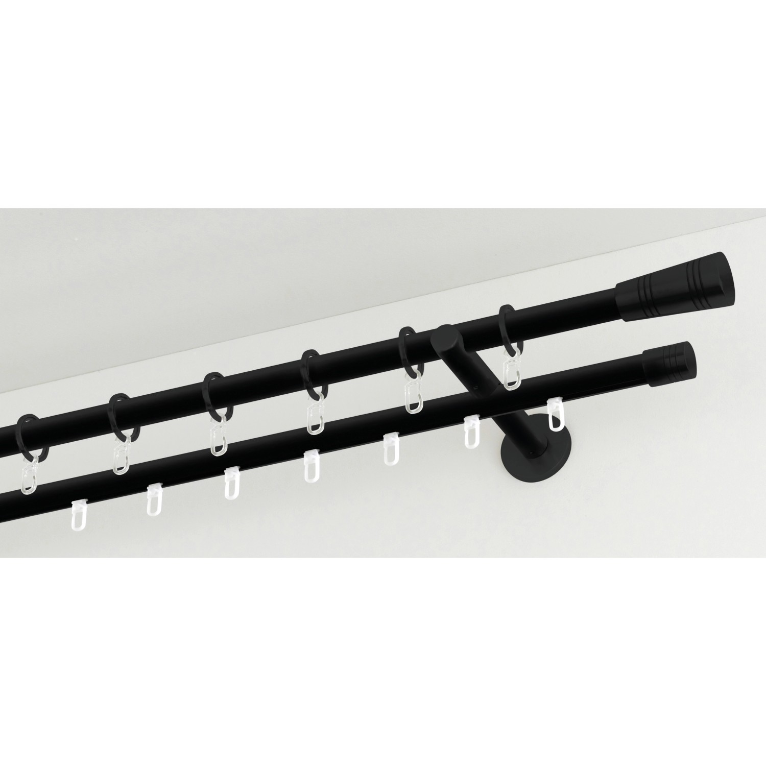 Gardinia Endstücke Chicago Zylinder, Ø 20 mm, Schwarz-Matt, 2er-Pack für Stilgarnituren.