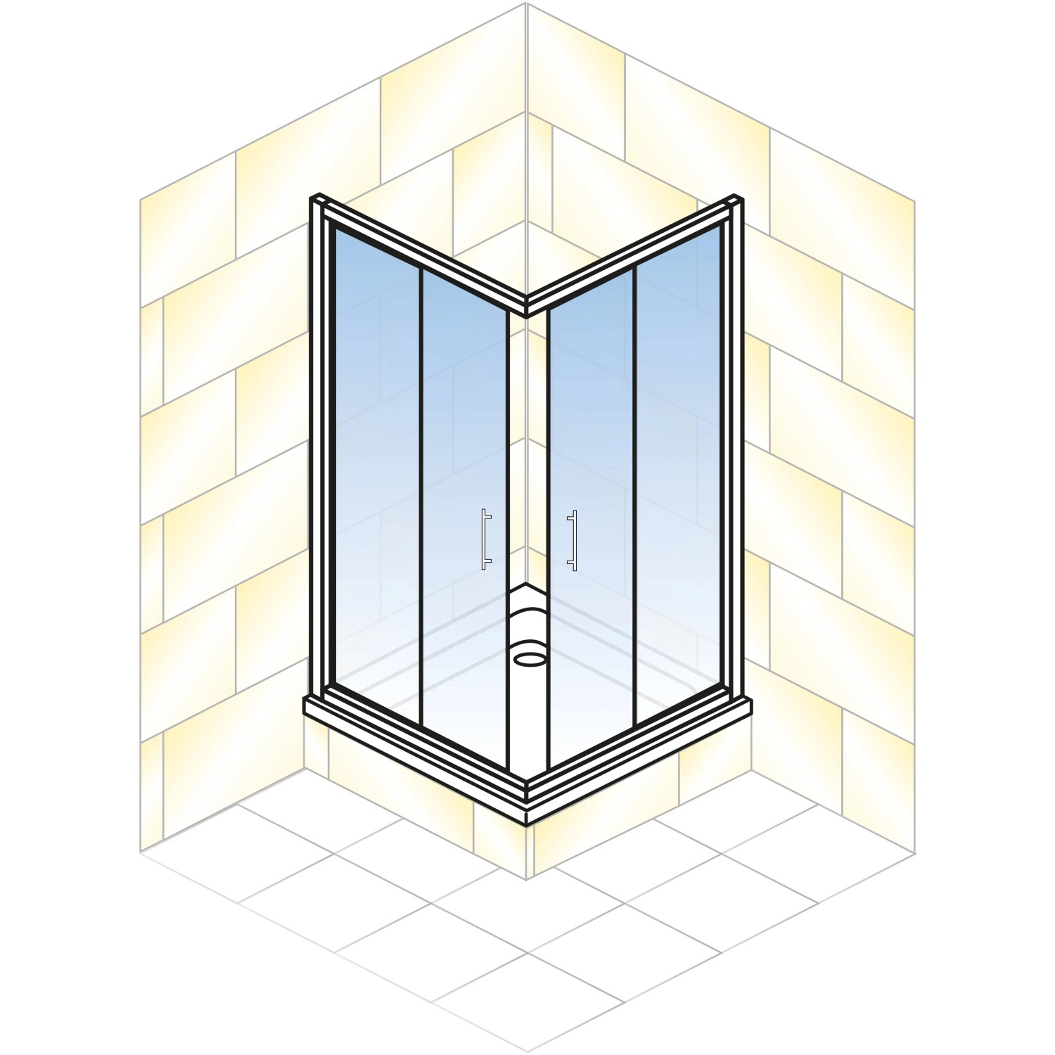 Schulte Eckeinstieg Sunny, 190x80cm, Chromoptik. Eckeinstieg Dusche mit Sicherheitsglas.
