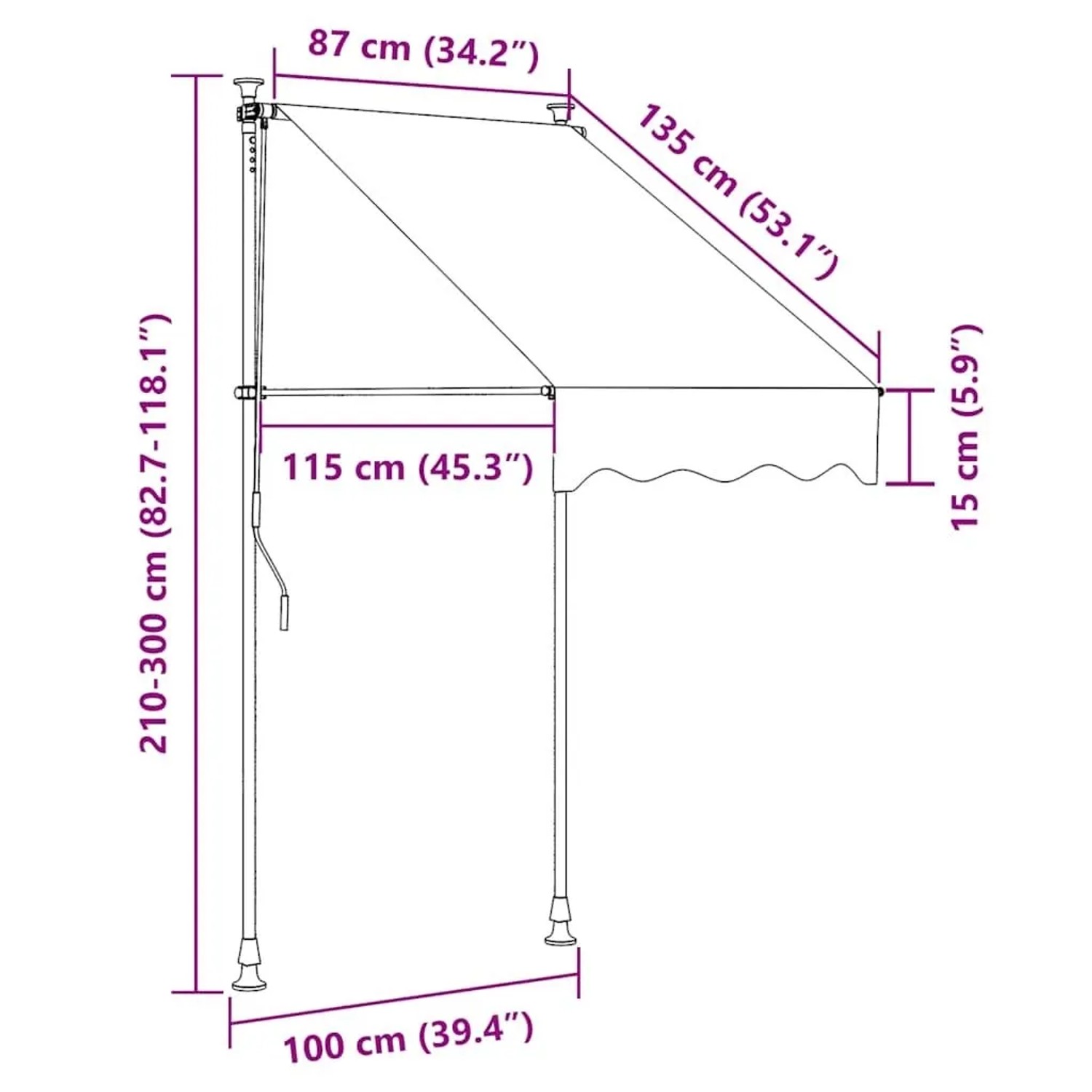 vidaXL Einziehbare Markise Handbetrieben mit LED 100 cm Blau und Weiß 145841_8
