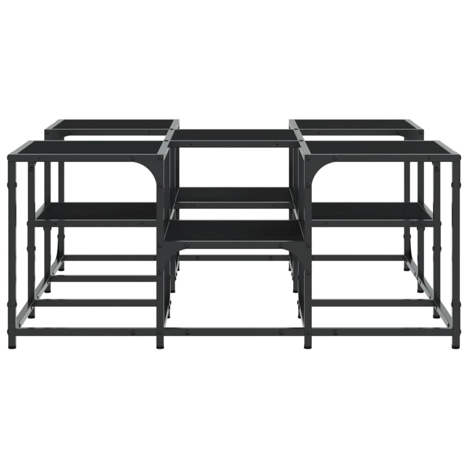 Schwarzer vidaXL Couchtisch (91x91x40 cm) aus Holzwerkstoff und Metall.