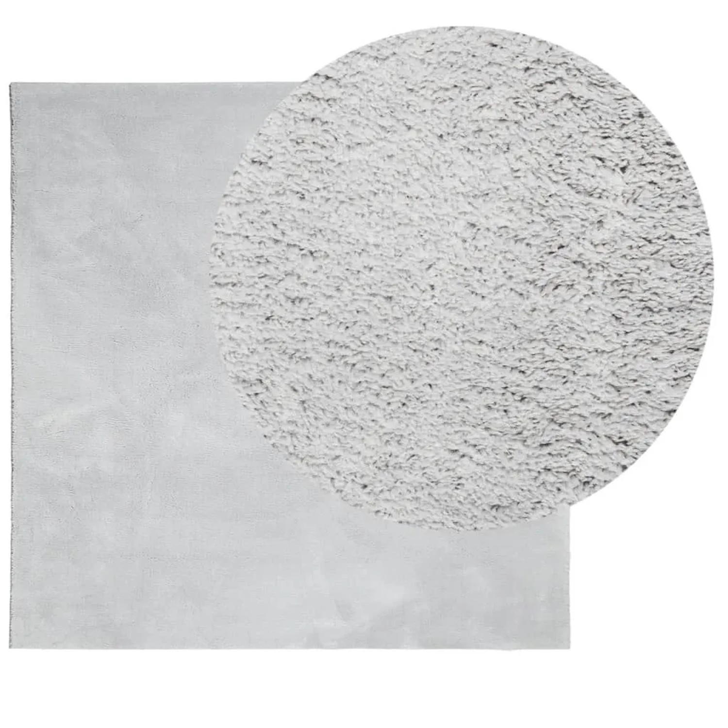 Grauer vidaXL Kurzflor Teppich 200x200 cm. Weiche, flauschige Oberfläche mit Detailansicht der Textur.