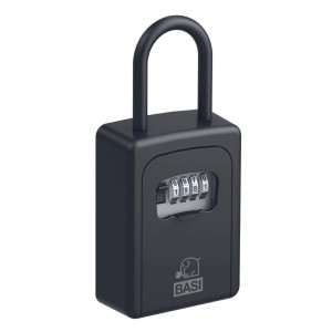 Schwarzer Basi Schlüsselsafe SSZ 200B mit Zahlenschloss und Aluminiumgehäuse.