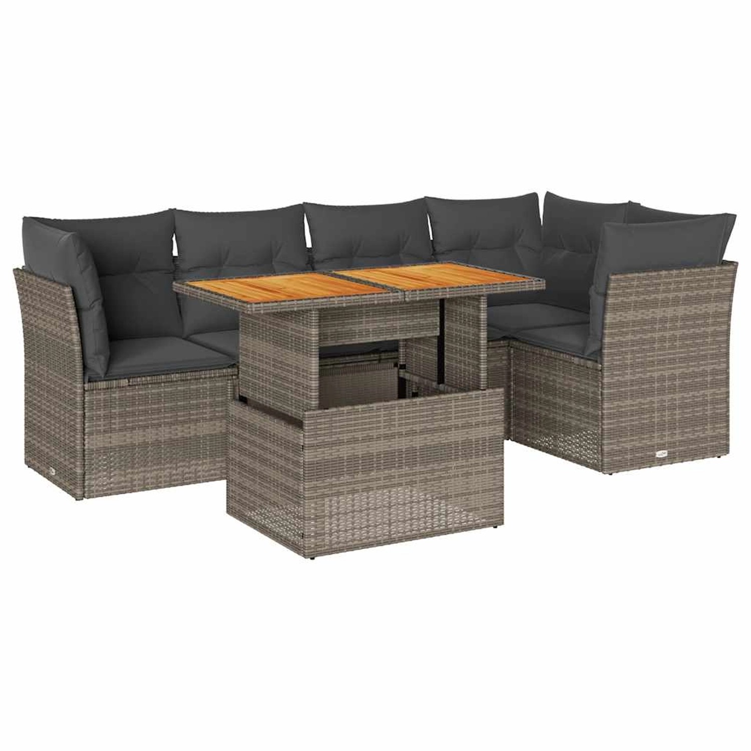 vidaXL 6-Tlg Garten-Sofagarnitur mit Kissen Grau Poly Rattan 3326930 günstig online kaufen