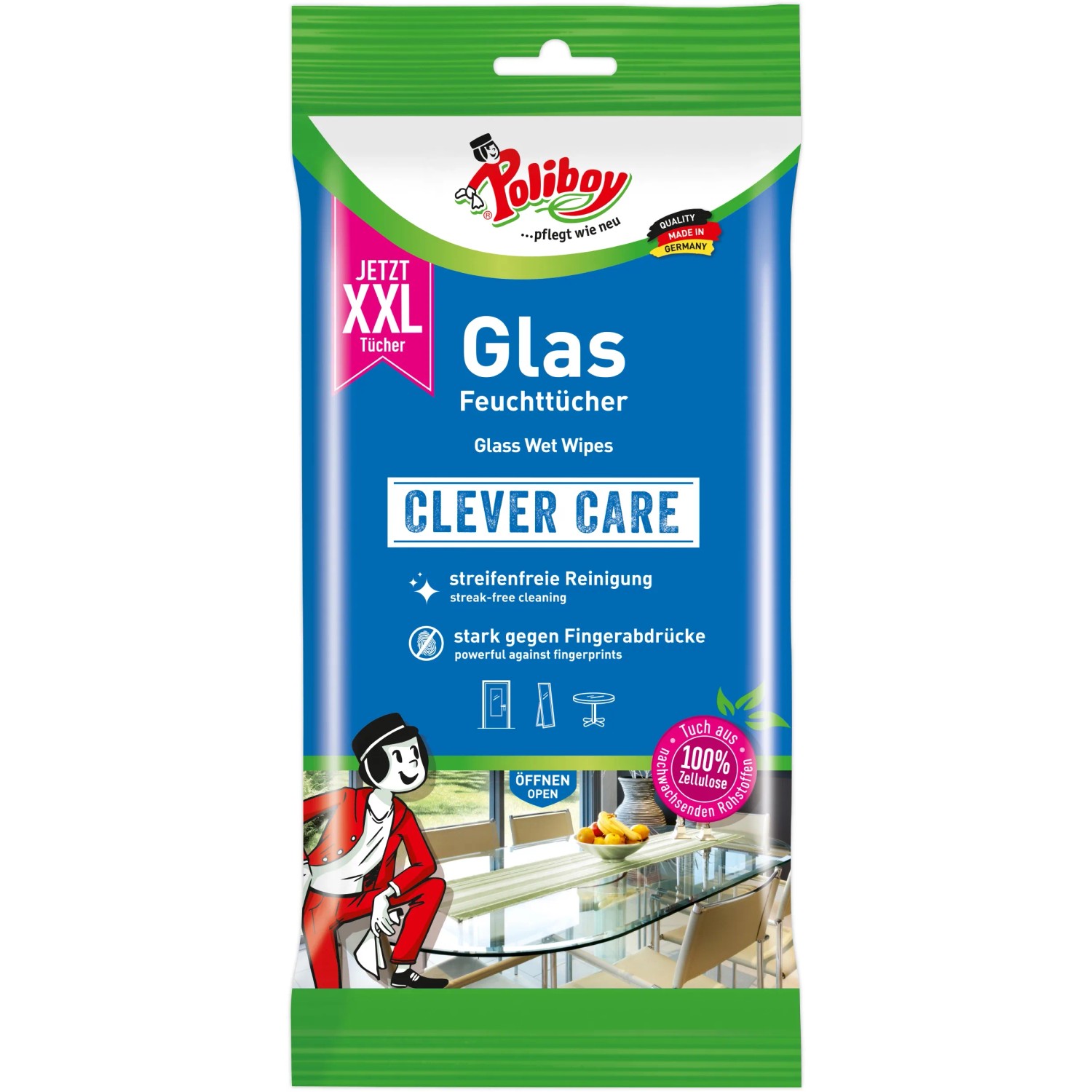 Poliboy Glas-Feuchttücher XXL 24 Stück