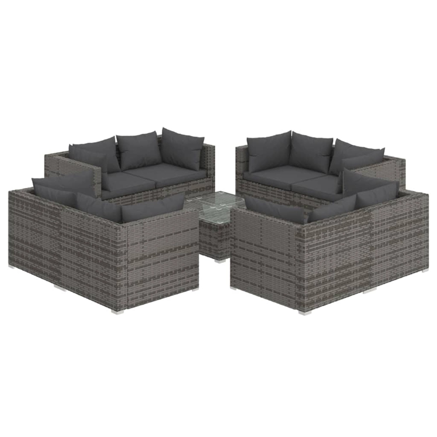 Vidaxl 9-tlg. Garten-lounge-set Mit Kissen Poly Rattan Grau günstig online kaufen