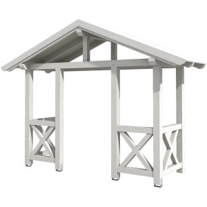Skan Holz Vordach Stralsund 5, weiß lasiert, 360x139 cm. Haustürvordach aus Holz mit Dach.