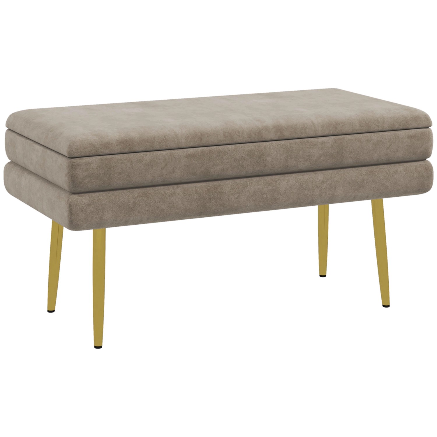 HOMCOM Sitzbank Polsterbank mit Stauraum Samtoptik Beige 79 x 37 x 43 cm