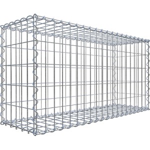 Leerer Gabiona Gabionenkorb, 50x100x30 cm, Maschenweite 5x10 cm, aus verzinktem Draht.