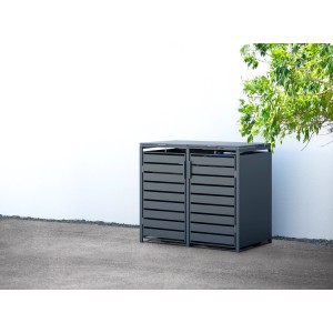 Westmann Mülltonnenbox Kubus 2er, anthrazitfarben, für zwei 240 l Tonnen.